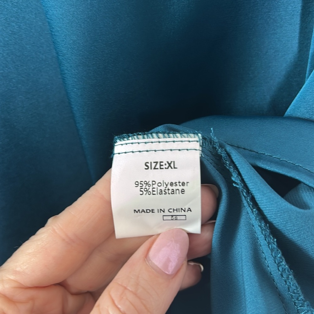 NWT Teal Green Flutter Ruffle Sleeve Blouse XL - Picture 5 of 6